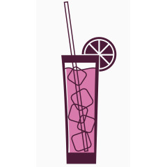 矢量卡通紫色冰镇葡萄汁