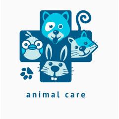 蓝色卡通动物诊所标识