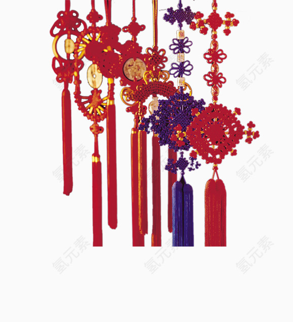 红色紫色中国结