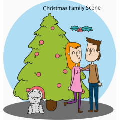 插画圣诞家庭