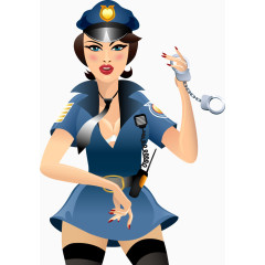 矢量手绘女警察