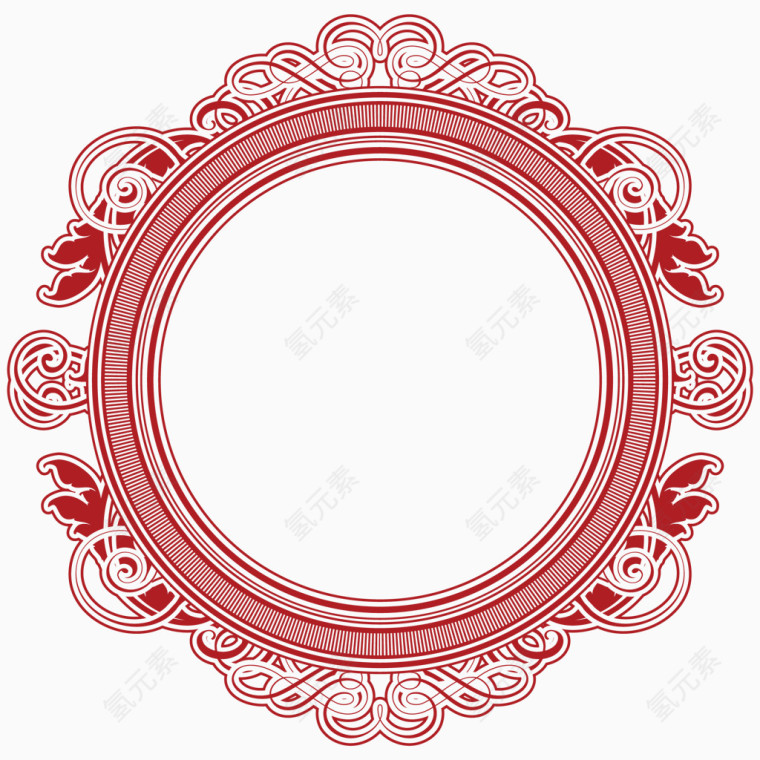 中国风红色圆形佛教图案