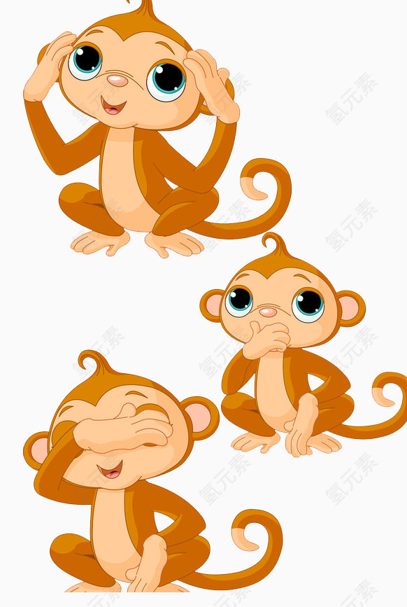 卡通猴宝宝表情图装饰免扣素材