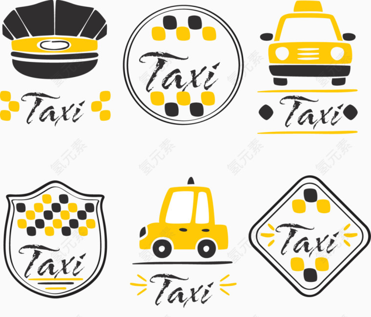 矢量手绘TAXI图标