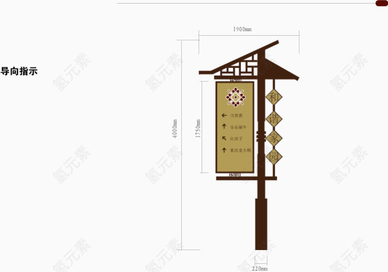 中国风导向指示牌矢量