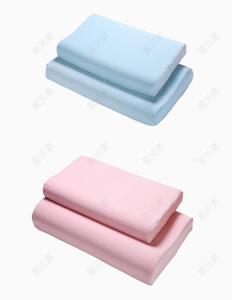 粉色蓝色乳胶枕免抠素材