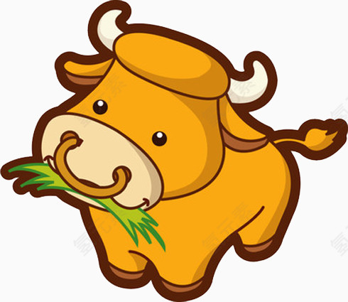 黄牛吃草免抠图案