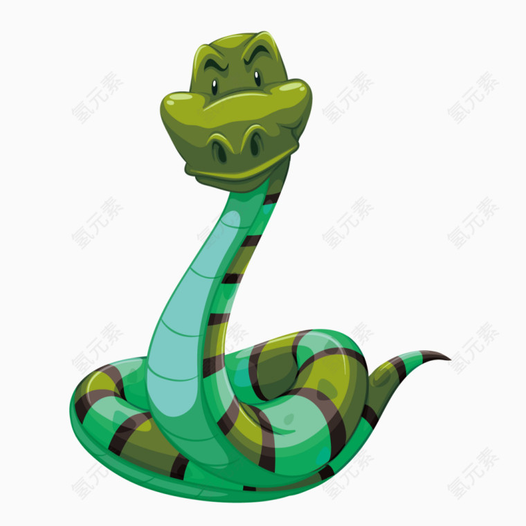 矢量卡通绿色眼镜蛇长虫