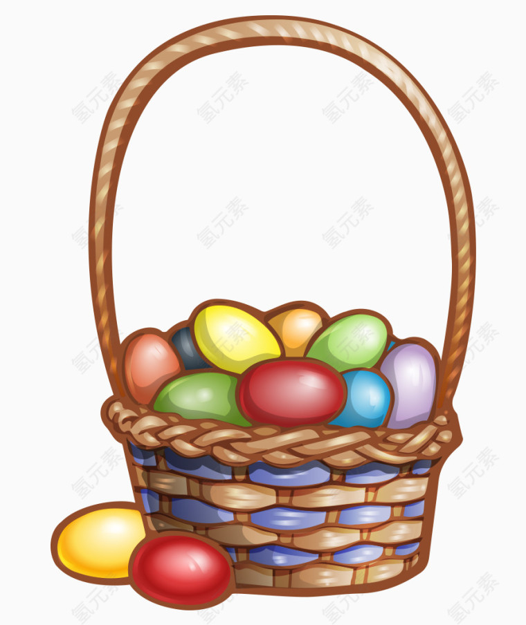 手绘篮子彩色缤纷鸡蛋