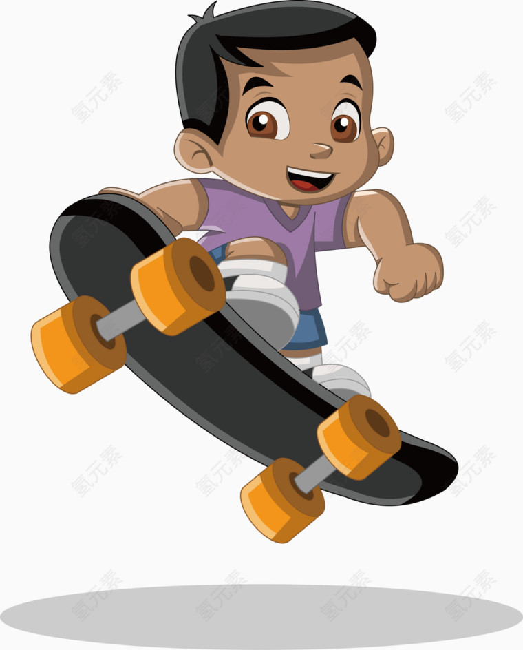 玩滑板的小男孩矢量图