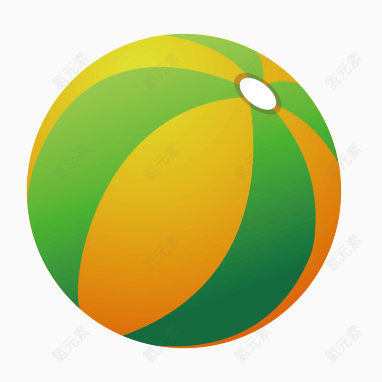 矢量黄色绿色质感圆形皮球