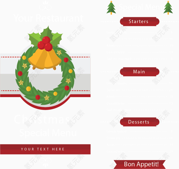 中国红圣诞节菜单