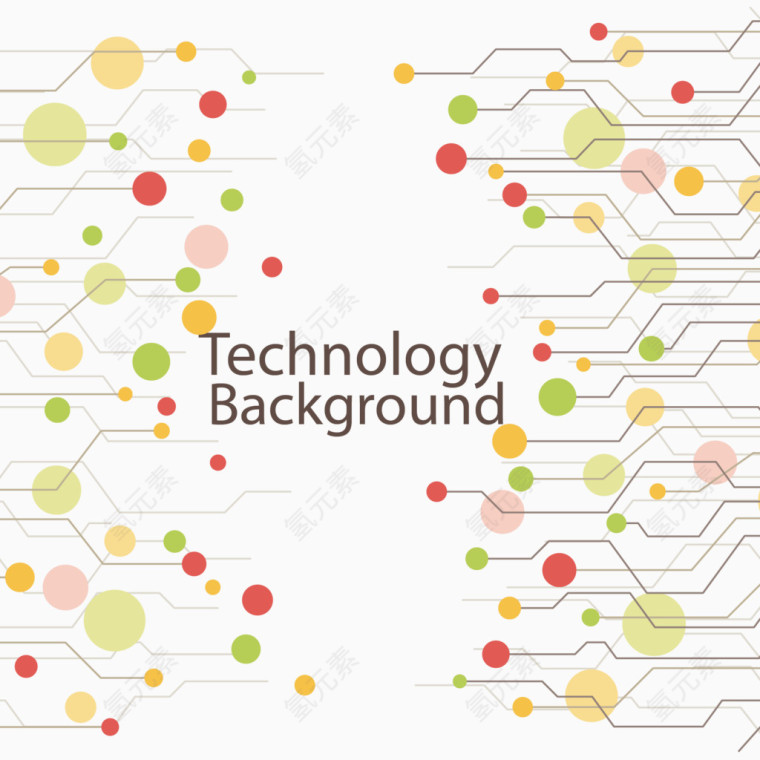 矢量彩色圆点和线条