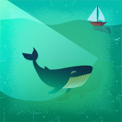 创意鲸鱼和帆船
