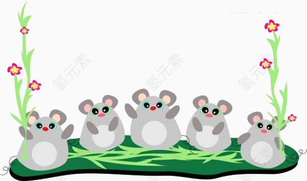 卡通草地上的老鼠