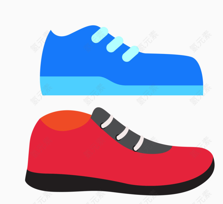 矢量蓝色红色的运动鞋