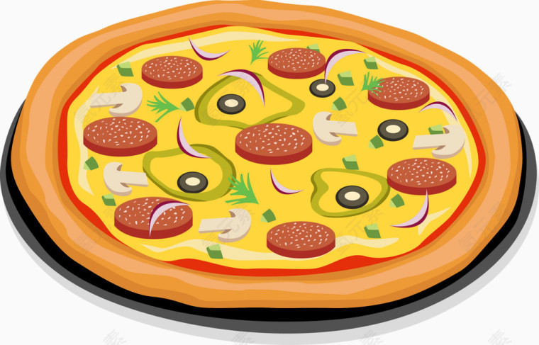 美味香肠披萨设计矢量素材
