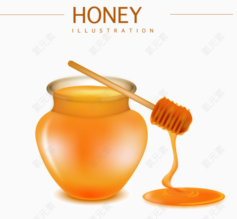 蜂蜜和搅蜜棒矢量素材