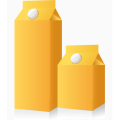 矢量拟真盒子不同规格果汁盒子橘色