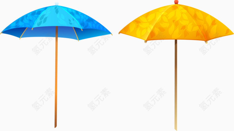 彩色雨伞矢量素材黄色蓝色