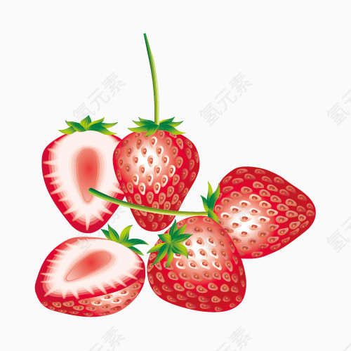 粉红草莓水果素材