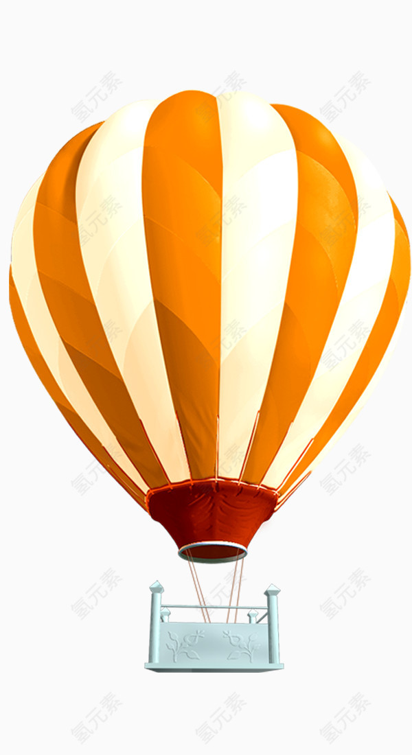 橙白色条纹热气球免抠素材