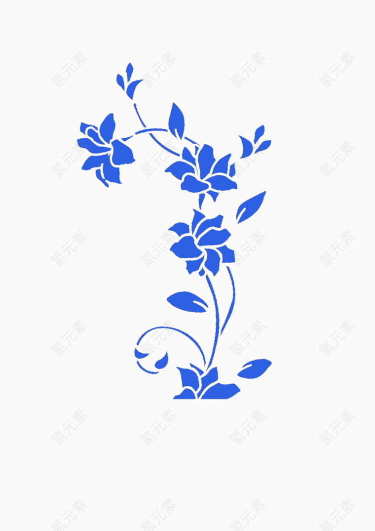 蓝色花枝装饰