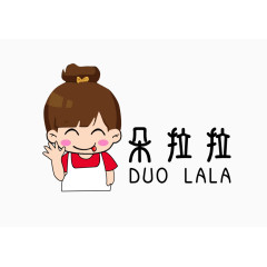 朵拉拉 logo卡通小女孩红白衣服厨师服