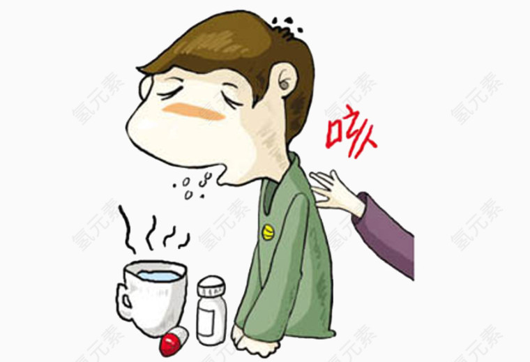感冒咳嗽需要吃药卡通图