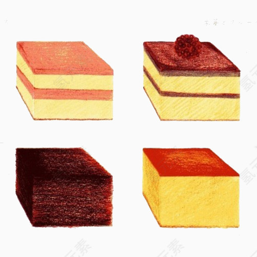 方块面包手绘画素材图片
