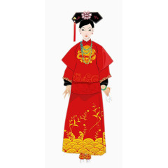 穿红色衣服的清朝女人