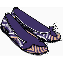 紫色平底鞋线描素材