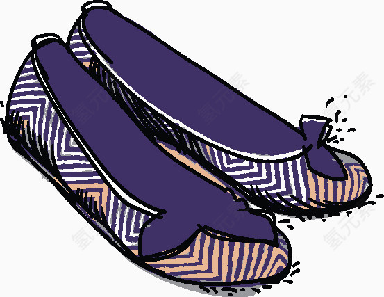 紫色平底鞋线描素材