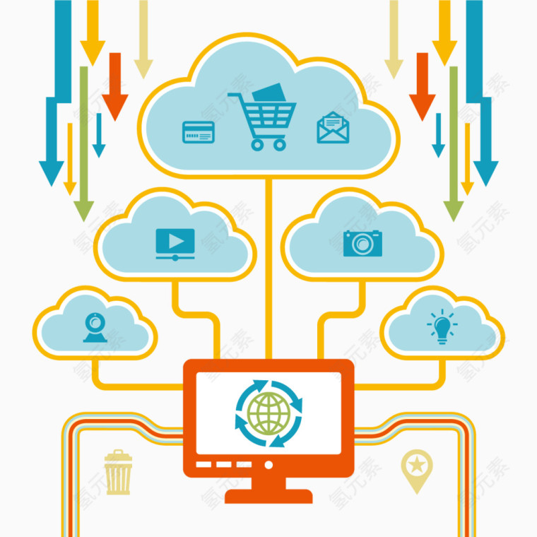 信息分类 箭头 线条 云端  矢量图  商务