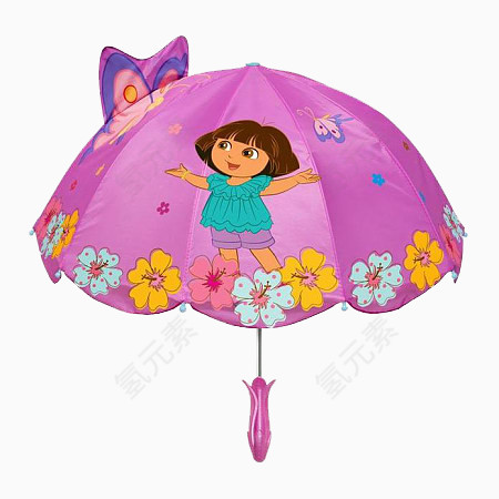 小女孩花纹雨伞