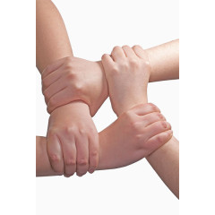 四只手相互握着手腕