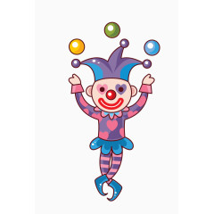 小丑卡通手绘玩耍免费素材