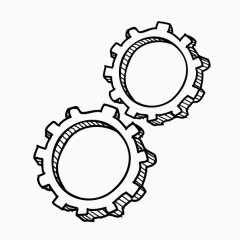 矢量黑白手绘齿轮