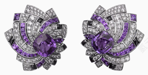 紫色钻石耳环免扣素材
