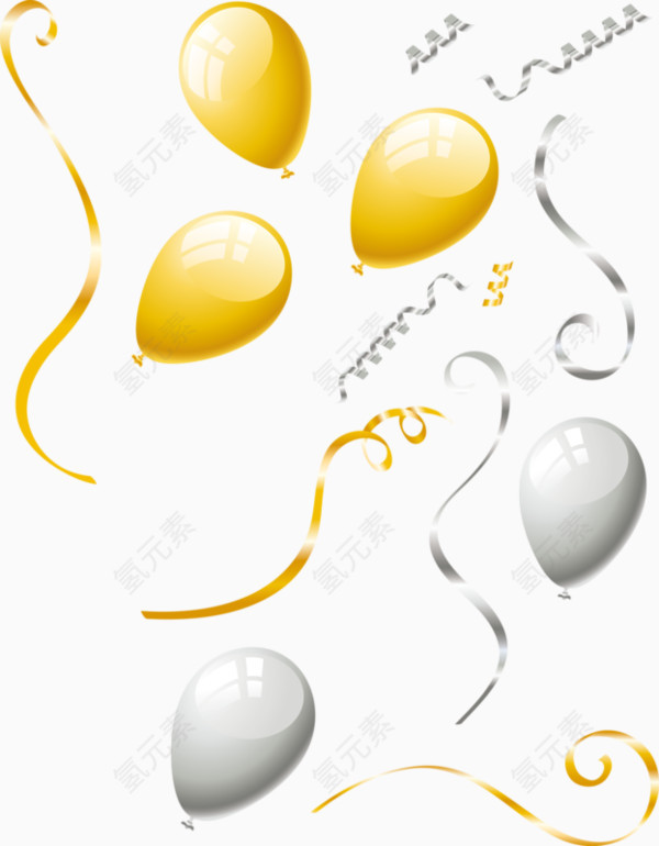 黄色和银色气球