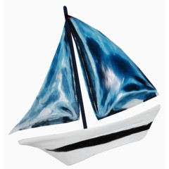 彩绘蓝色小帆船