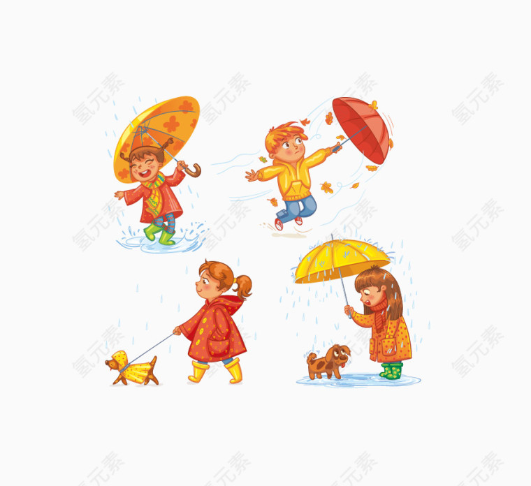 矢量儿童雨伞