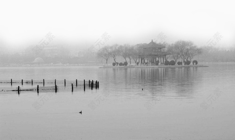 湖免抠水墨素材