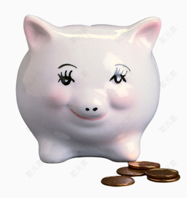 灰白色小猪存钱罐