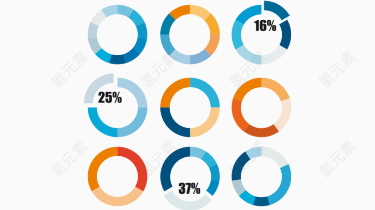 矢量统计数据分析PPT素材圆形