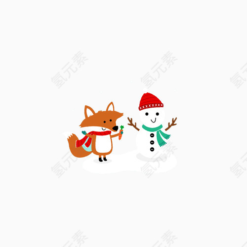 扁平化圣诞学和狐狸