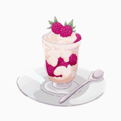 蓝莓冰淇淋手绘画素材图片