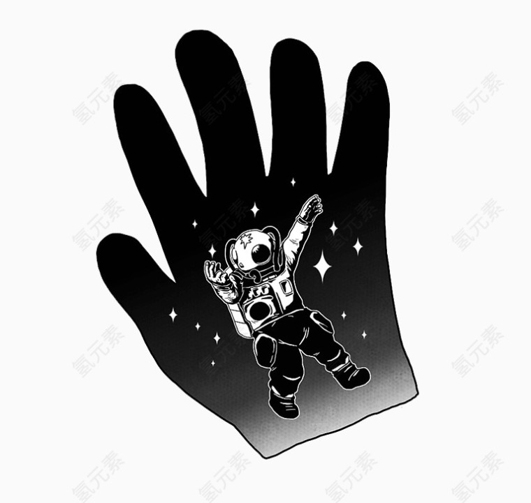 手掌中的太空人