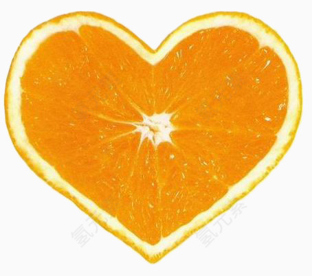 切开的心形橙子
