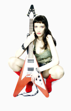 玩电吉它的女性